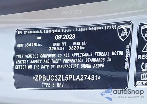 2023 Lamborghini Urus Performante z USA, uszkodzony, nr VIN ZPBUC3ZL5PLA27431